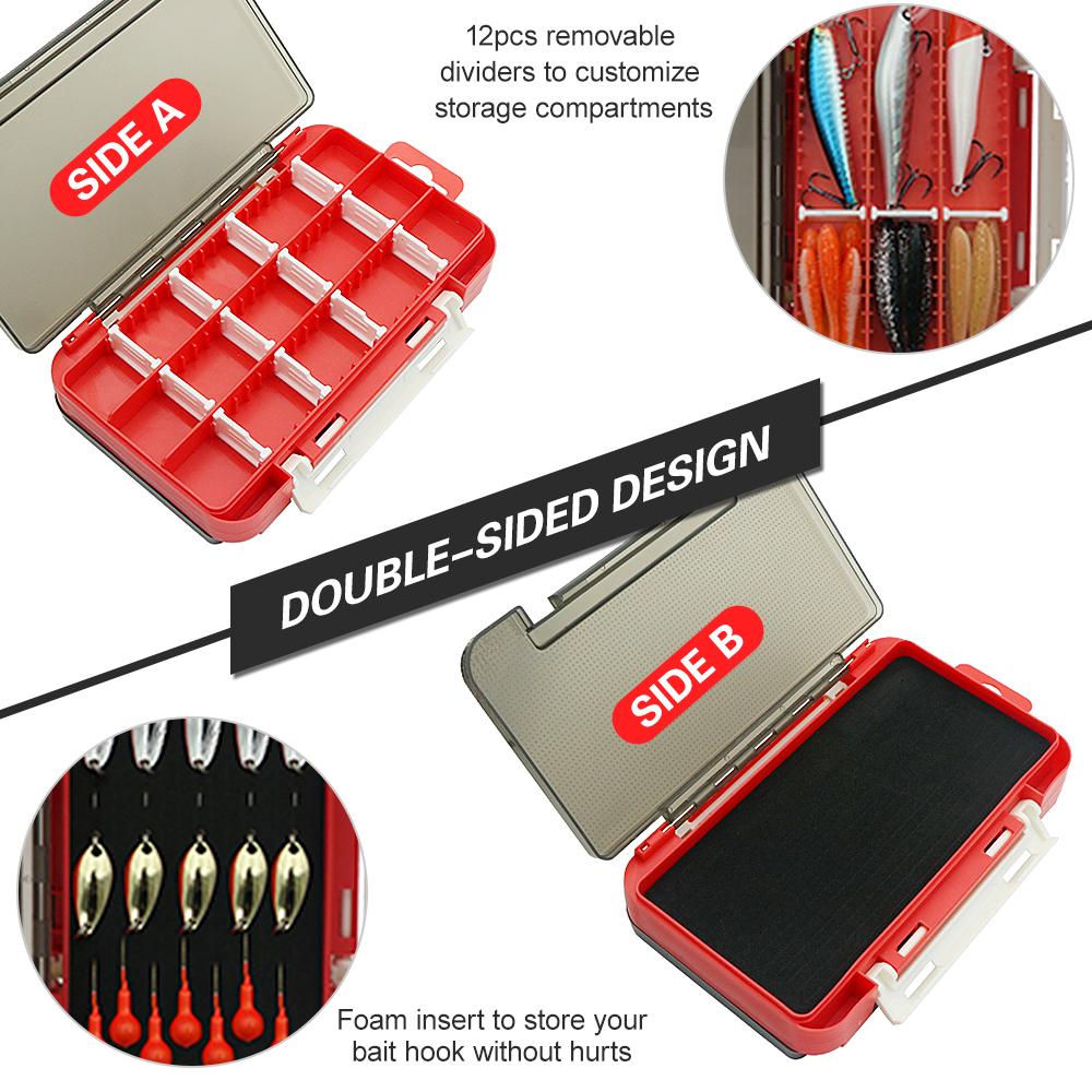 Double Sided Bait Box Lures Organizer Fishing Tackle Container