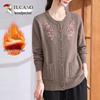 TUCANO Women's Fleece-Lined Crew Neck Knit Sweater