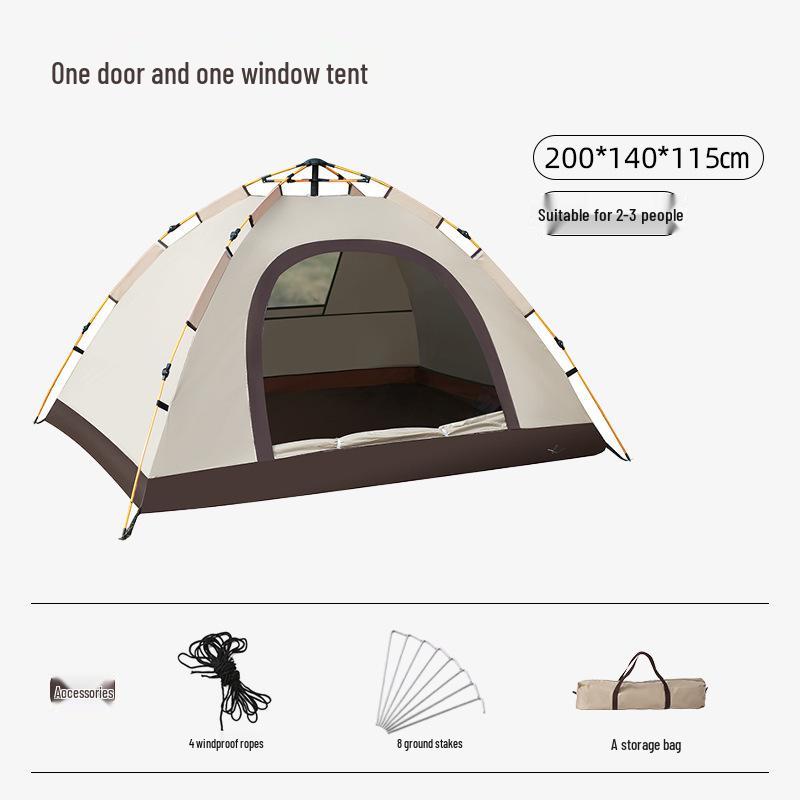 Automatic Foldable Double Tent with Sun Protection & Water-Repellent Oxford Cloth for Outdoor Camping.