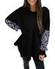 Azura Exchange Leopard Splicing Ruffle Sweatshirt