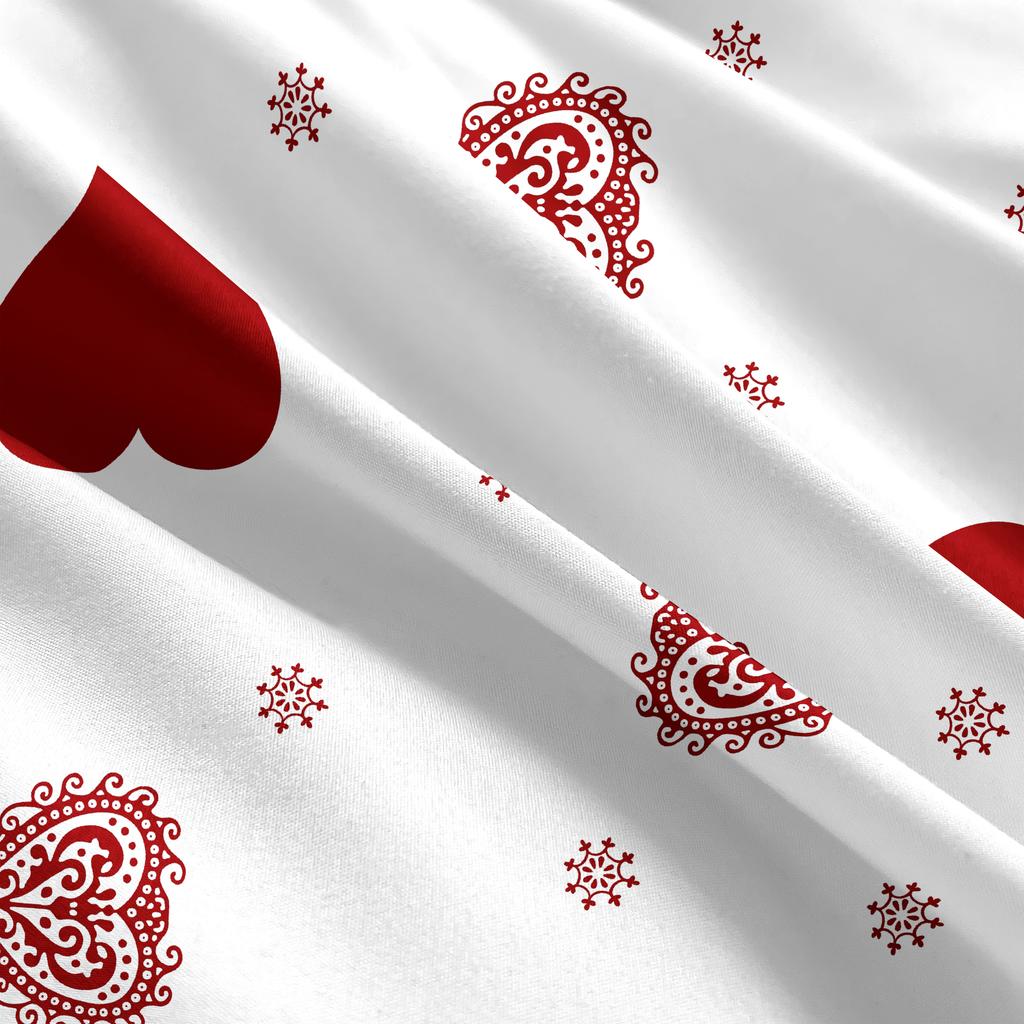 Набор из 3 предметов: балдахин для кровати с принтом сердец ко Дню святого Валентина, наволочки, романтическая любовная тематика, дизайн с красными сердцами, простыня на резинке, подходит для девочек