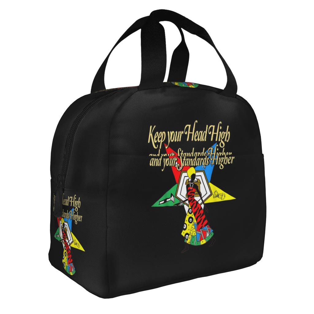Order Of The Eastern Star Logo Thermal Insulated Lunch Bags Women Portable Lunch Container for School Multifunction Food Box