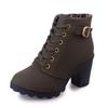 Fashion Women Boots Plus Size Ankle Boots Women Platform High Heels Lace Up Buckle Strap Shoes Thick Heel Short Boot Ladies