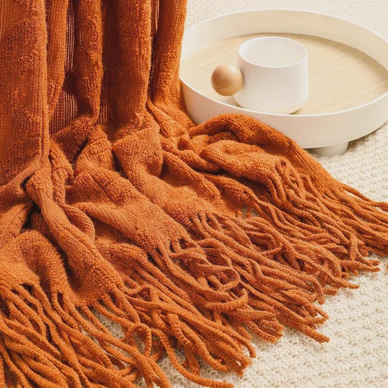 Вязаный жаккардовый плед в американском стиле для дивана, офиса, сна или путешествий