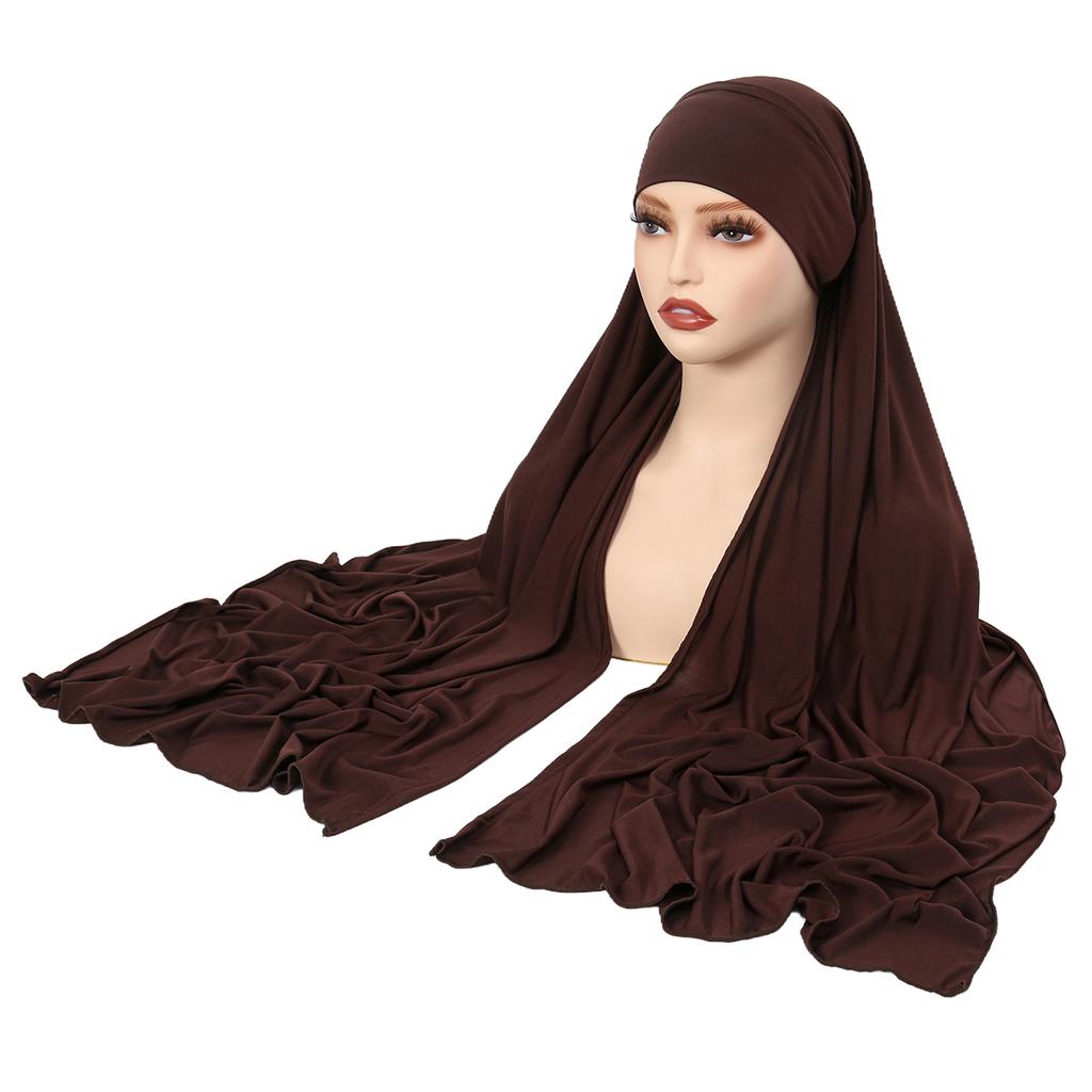 Muslim Women Long Scarf Pull On Ready Wear Instant Hijab Chemo Cap One Piece Amira Head Wrap Turban Femme Shawl Bandanas Scarves