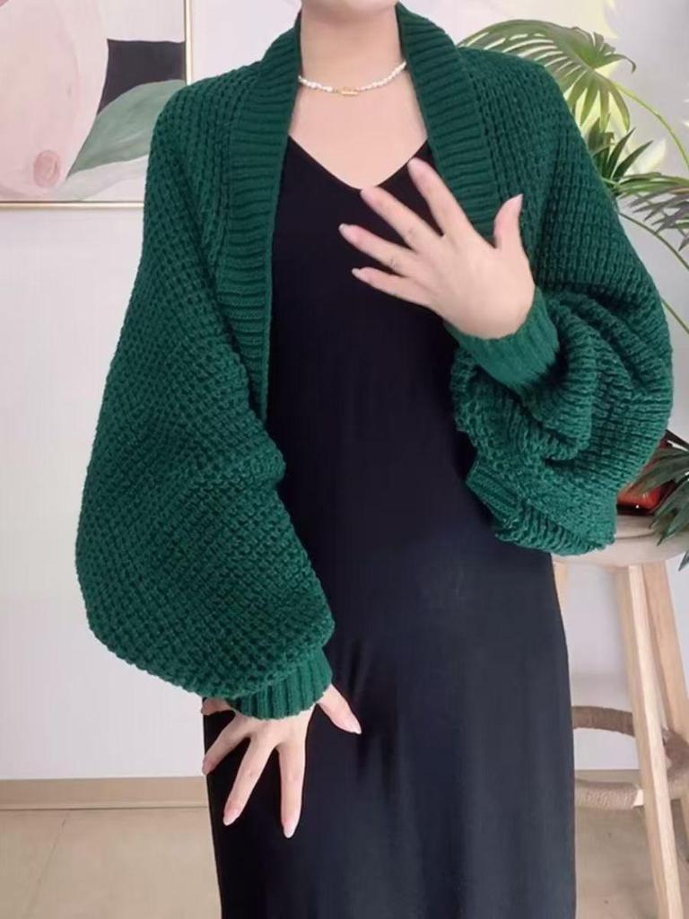 Женская вязаная шаль с длинным рукавом 2024 - Универсальный, модный кардиган для весны и осени, свободный и теплый, с элегантным стилем.