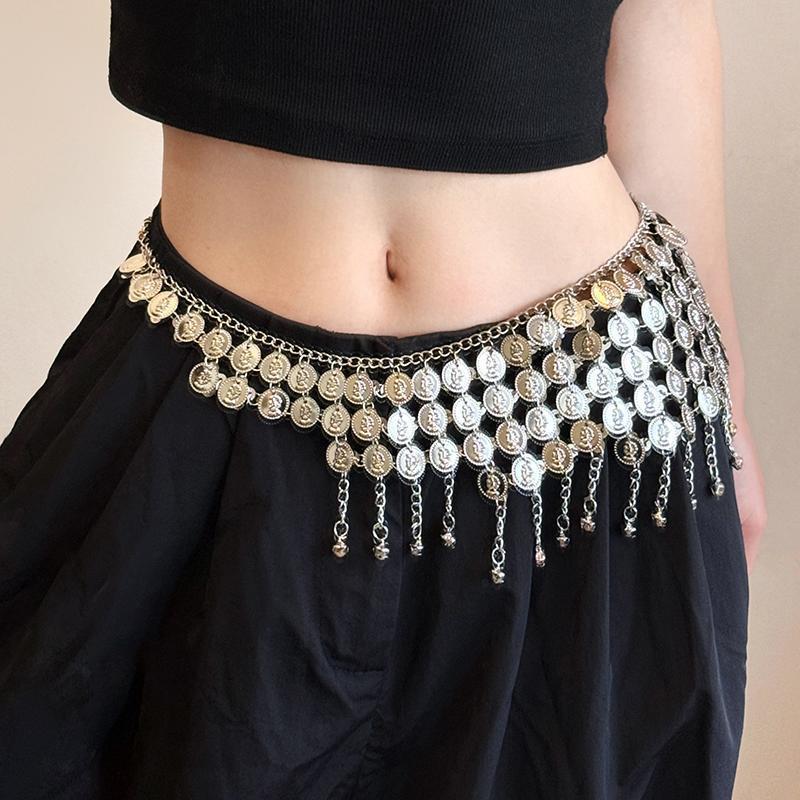 Metal Tassel Waist Chain Vintage Silver Bohemian Style Waistband Body Jewelry Waist Jewelry Ethnic Style Belt