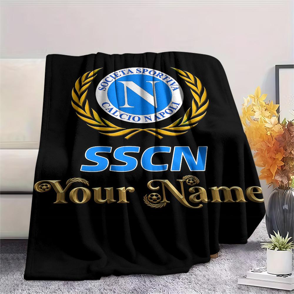 1PC Custom Name S.S.C. Napoli Patterned Flannel Blanket Suitable For All Seasons for Home Decor Warmth and Comfort Gifts Holiday Present -HE190