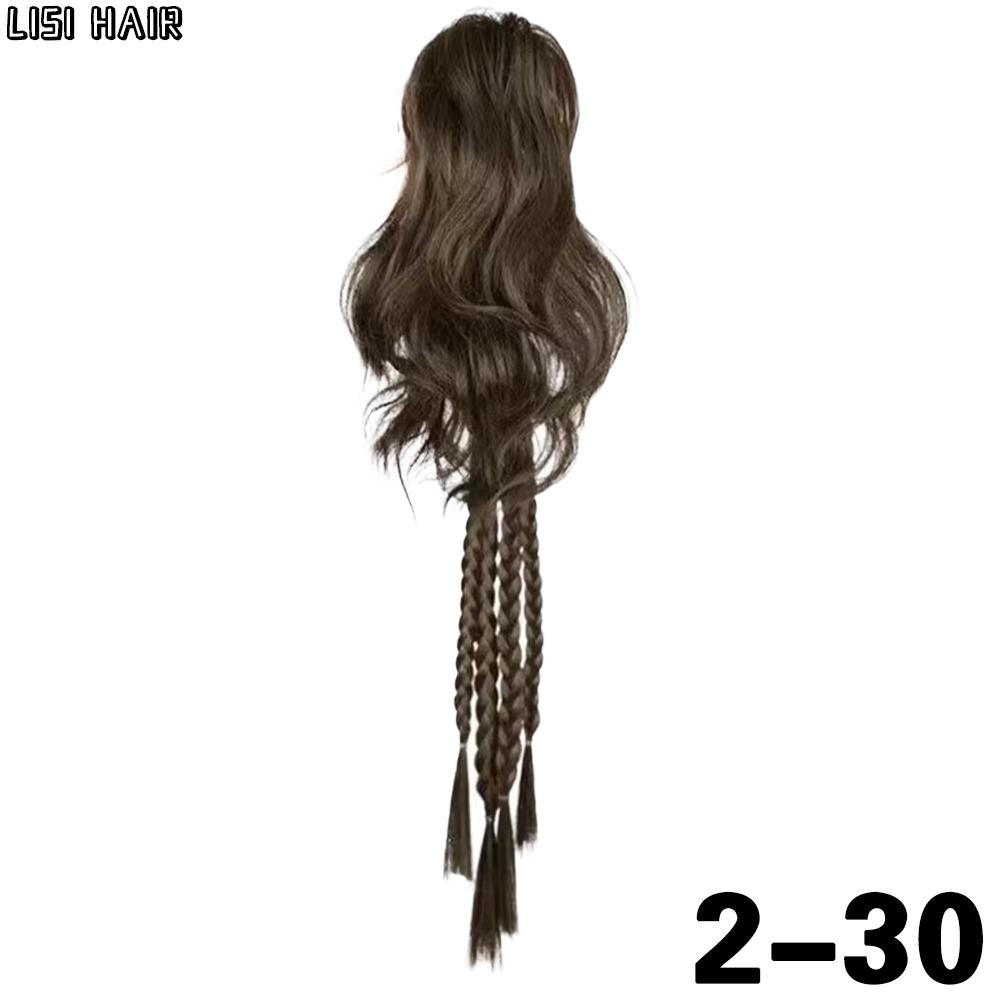 LISI HAIR Synthetic Long Hair Braid Ponytail Curly Hair Buns Braid Wig Claw Clip Ponytail Extension Buns Ponytail For Daily Use Hair