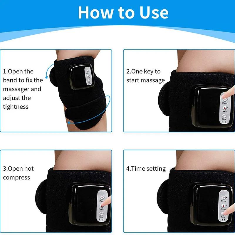 Массажер для колена, электрический подогрев, дальний инфракрасный сустав, физиотерапия, локоть, наколенник, вибрационный массаж, облегчение боли для устройства для ног