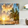 Высококачественные тканевые шторки для душа с принтом "Солнечный пляж", морской пейзаж, водонепроницаемые изделия, декор для ванной комнаты, с 12 крючками