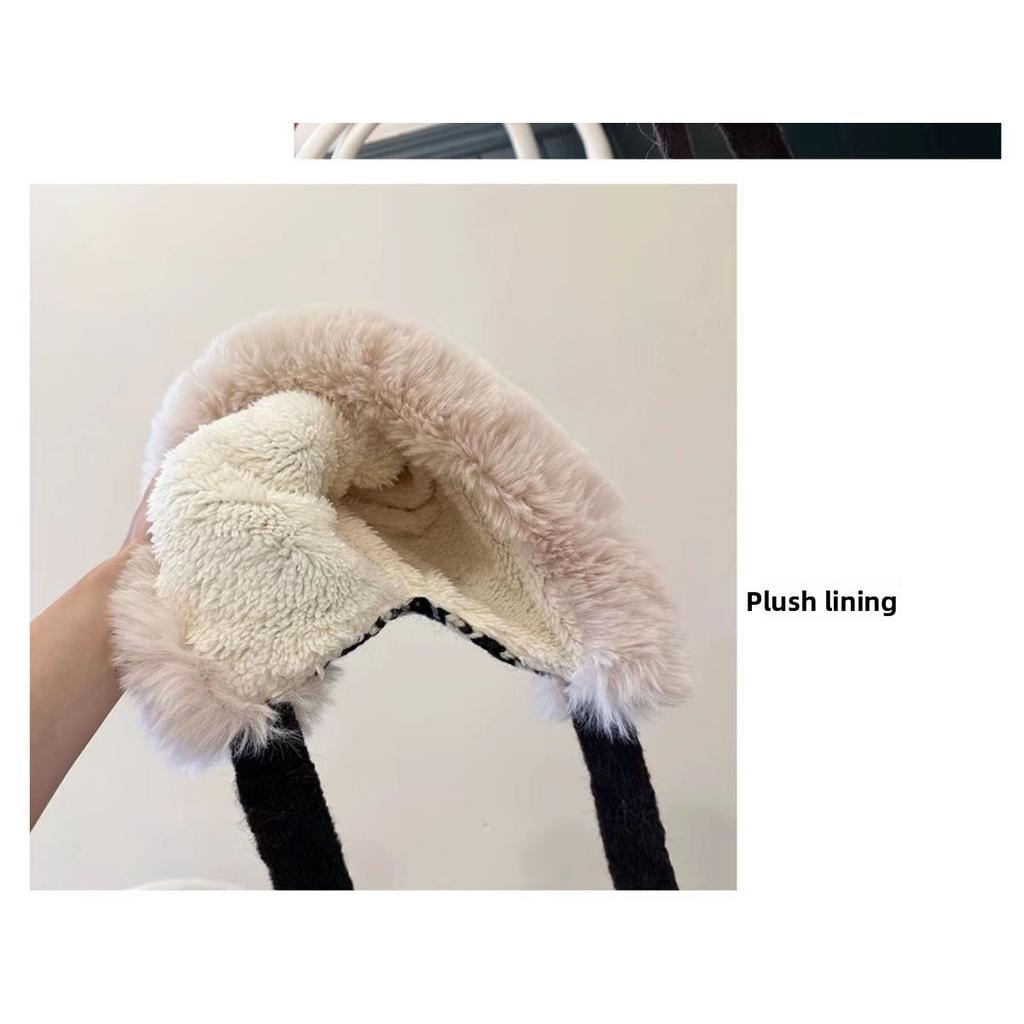 Autumn and Winter Women's Knitted Plush Hat, Thickened Lei Feng Hat, Women's Outdoor Cold Proof Fisherman Hat, Versatile Ear Protection Cover