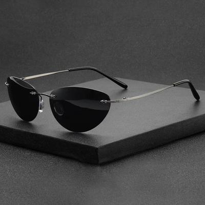 Новые сверхлегкие мужские солнцезащитные очки без оправы для вождения, прямоугольные, в стиле нео, поляризованные, стимпанк, солнцезащитные очки Y2k UV400