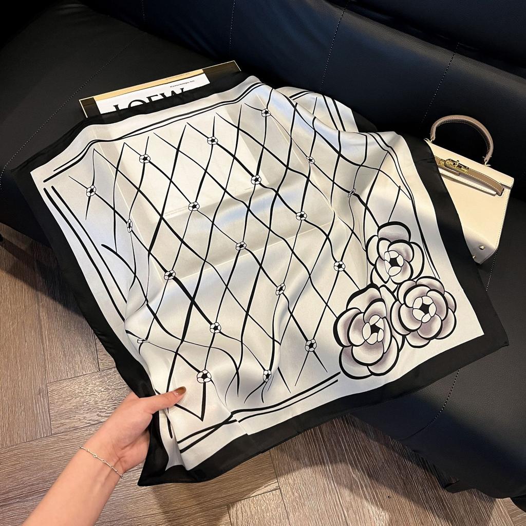 Геометрический колор-блок квадратный шарф из искусственного шелка женский атласный платок шаль обертывание хиджаб женская повязка для волос роскошная головная косынка эшарп