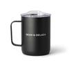 DEAN & DELUCA Stainless Steel Mug with Lid, Black, 300ml, Keeps Drinks Hot and Cold