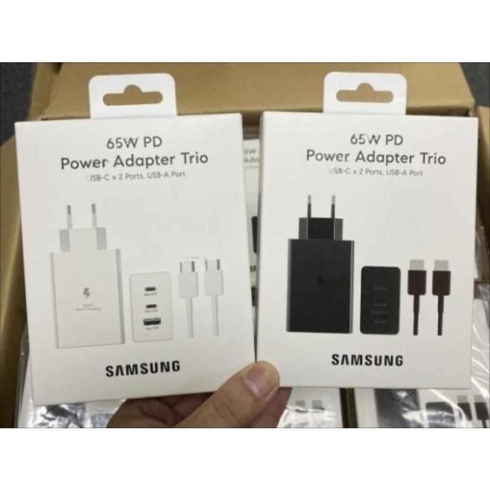 Samsung EP-T6530 65 Вт PD Тройной адаптер питания, EU вилка 2C1A Быстрое зарядное устройство с USB-C кабелями Оригинальный