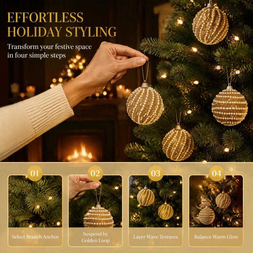 Ribbed Wave Texture Xmas Bauble Powder Coated Ball Foam Ball Pendant Holiday Party Decor