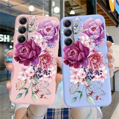 Мягкий силиконовый чехол с цветочным узором для Samsung A55 M35 S24 Xiaomi Redmi Note 13 Pro 13C iPhone Huawei Honor Realme Camera Защитный противоударный чехол