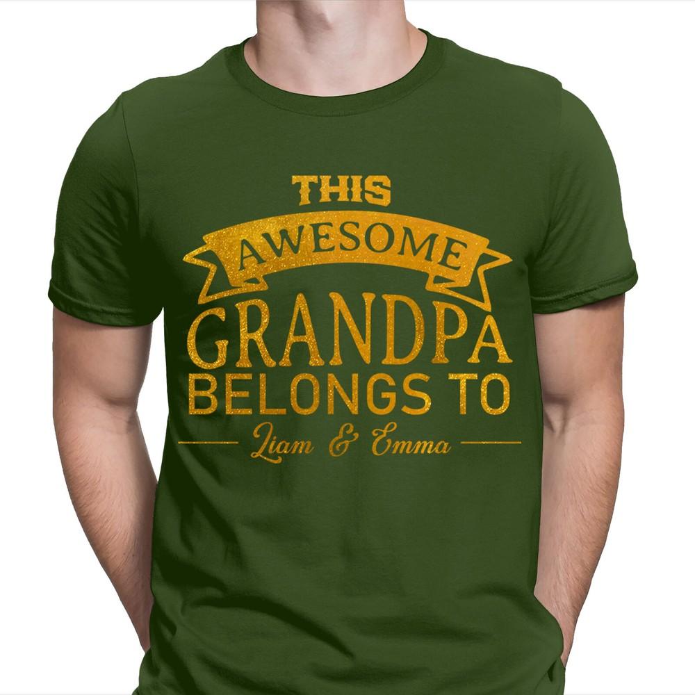 This Awesome Grandpa Belongs To Personalised Fathers Day Birthday T Shirt 2T1A1