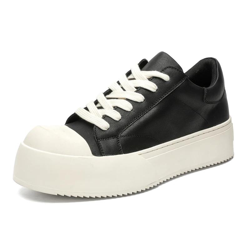 Мода Мода Натуральная Кожа Мужские Кроссовки на Толстой Подошве Классические Повседневные Удобные Оксфорды Уличная Нескользящая Обувь для Ходьбы Размер 38-46