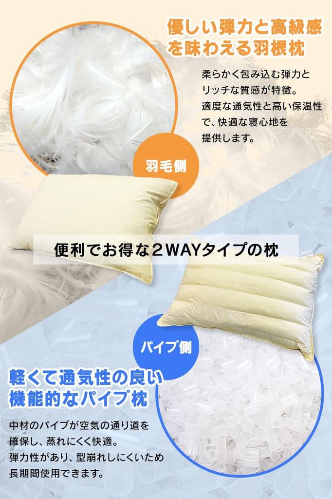 Fuwarilla Feather Pipe Pillow, 43 x 63 cm, Fluffy Feather, Soft Pipe Feather Pillow, Hotel-Quality, Beige, Off-White, 1 Pc