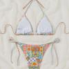 2024 Купальник бикини с треугольными чашками на шнуровке с принтом для женщин