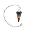 Healing Crystal 7 Chakra Point Pendulum 1 Pcs Feng Shui Raw Crystal Seven Chakra Faceted Stone Pendulum Dowsing with Chain Beads for Chakra Body