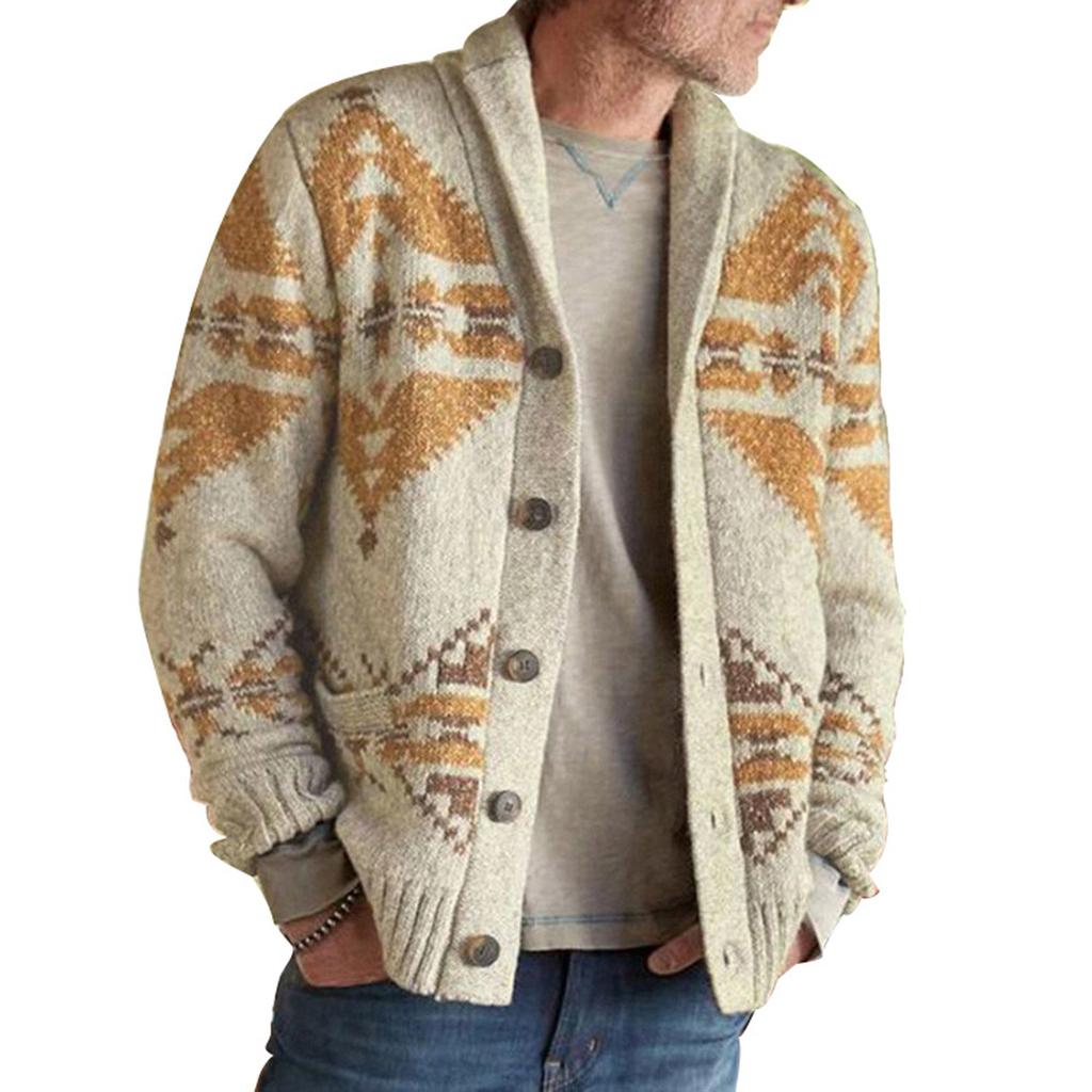 And Winter Men's Fashion Loose Cardigan Warm Lapel Hooded Jacket Sweater