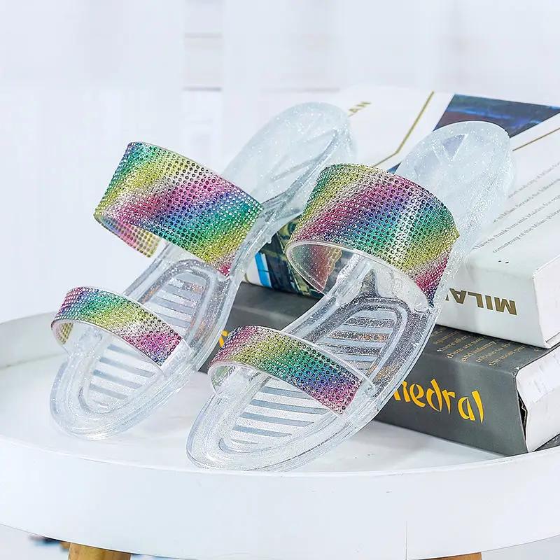 Fashion Clear Living Room Women's Slippers and Ladies Sandals Jelly Transparent Shoes Indoor Slides Home House Summer Footwear Pvc Vip