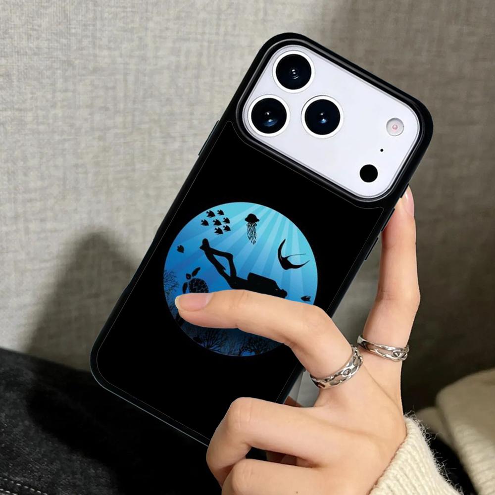 Capa Case for iPhone 17 Air 16 Pro Max 15 Plus 11 13 Mini 14 12 Back Phone Cover Scuba Diver Diving