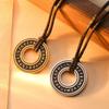 Ретро Круглая Подвеска из Титановой Стали Ожерелье Цепочка для Свитера Регулируемое Ожерелье