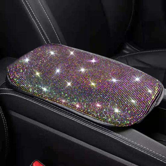 Чехол на подлокотник автомобиля со стразами, универсальная прямоугольная эластичная лента, защитная накладка для центральной консоли, подушка, коврик, аксессуары для салона автомобиля