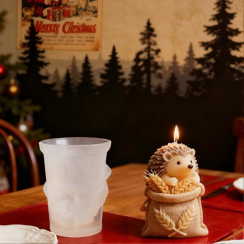 Christmas Hedgehog Wheat Bag Aromatherapy Candle Silicone Mold DIY Hedgehog Handmade Soap Aroma Stone Ornament