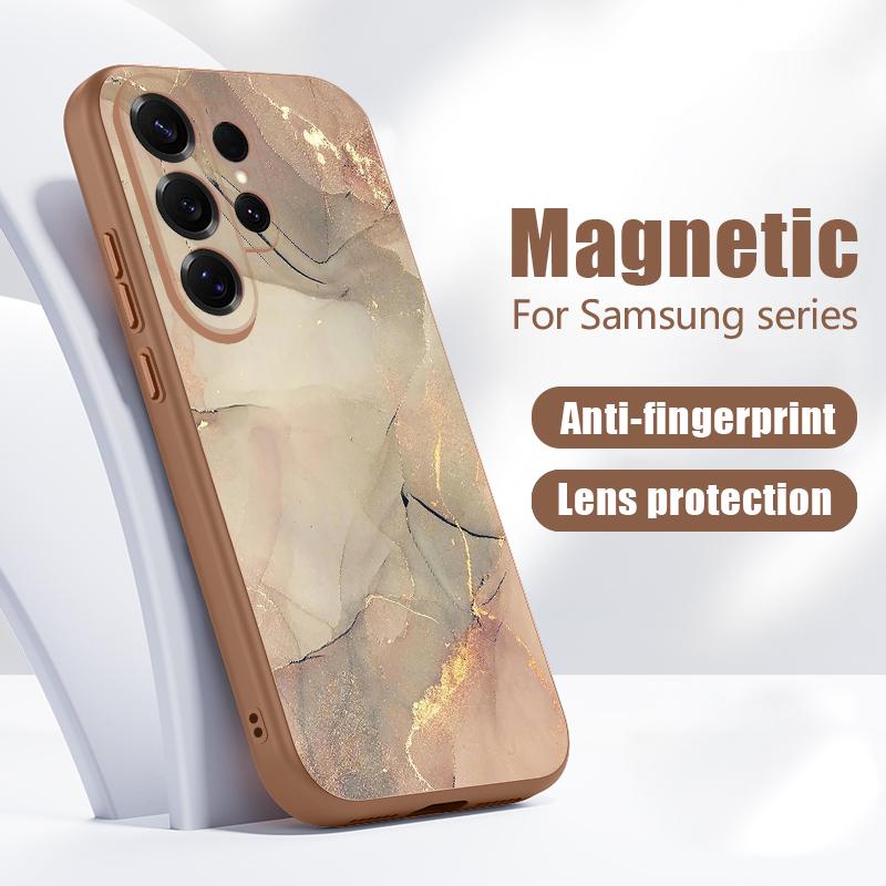 Магнитный Чехол Для Magsafe Для Samsung Galaxy S26 Ultra S25 Edge S24 Plus S23 FE S22 A17 A54 A55 A56 A57 5G Песчаник Мраморный Узор Чехол