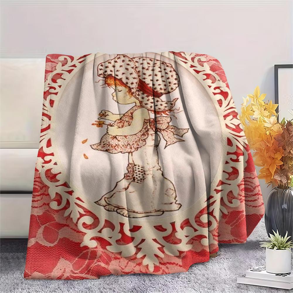 1PC Sarah Kay Print Flannel Blanket, High quality Comfortable for All Seasons, Home Decor, Warmth and Comfort, Perfect for Christmas Gifts143