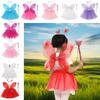4Pcs/Set Dressing Up Kids Butterfly Headband Wings Party Props Tutu Skirt Glitter Butterfly Costume Clothes Set Fairy Wing Girls
