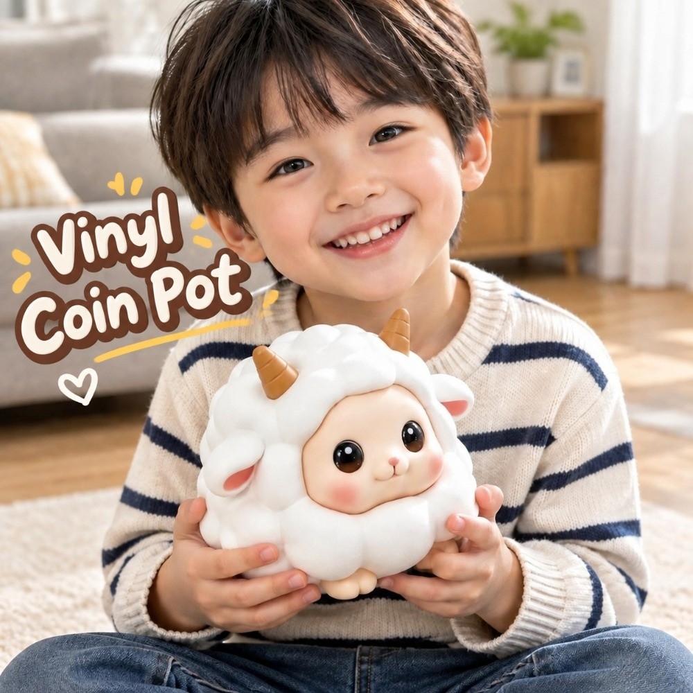 Large Capacity Vinyl Money Box Drop-resistant Unbreakable Saving Jar Cute Sheep Bank Little Girls