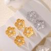 French Niche Retro Beaded Flower Earrings Stud Earrings Women'S Titanium Steel Plated 18K Gold Design Versatile Earrings