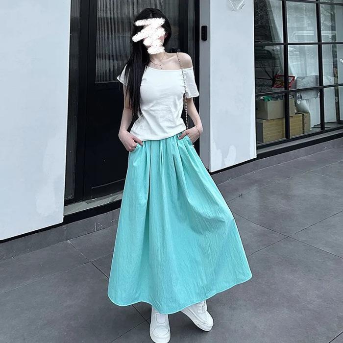 Юбка-макси Yamamoto с высокой талией и плиссировкой - Стройнящая, однотонная, универсальная, в японском повседневном летнем стиле