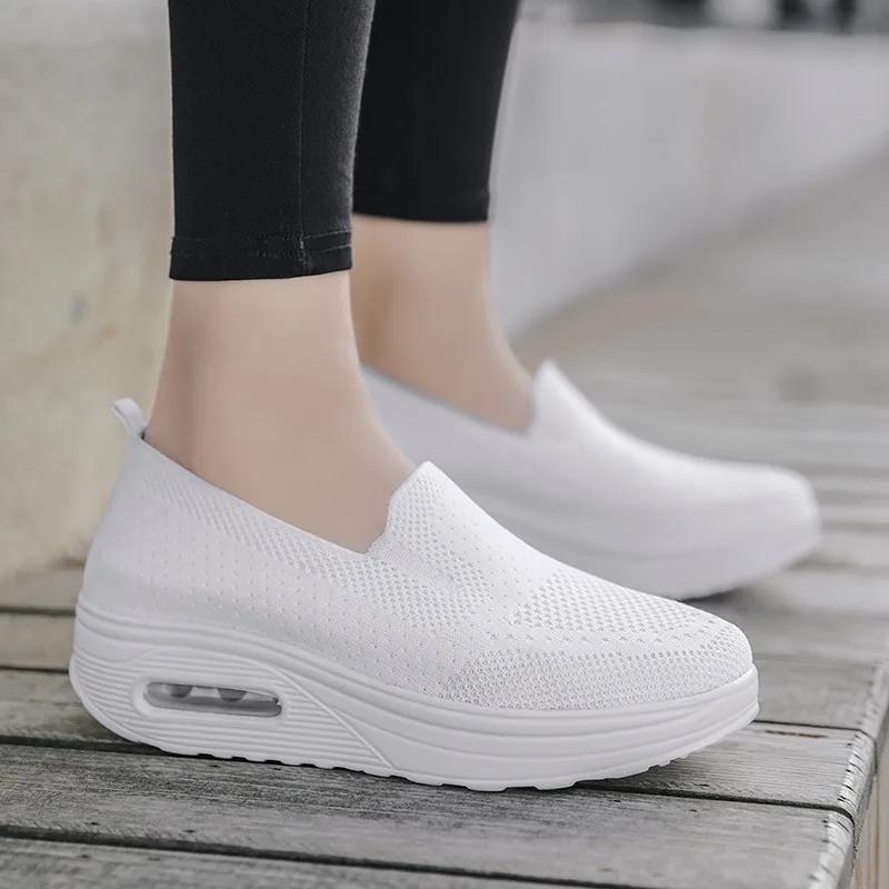 Women's Swing Shoes Mesh Woman Loafers Flat Platforms Female Shoe Wedges Ladies Shoes Height Increasing Sneakers