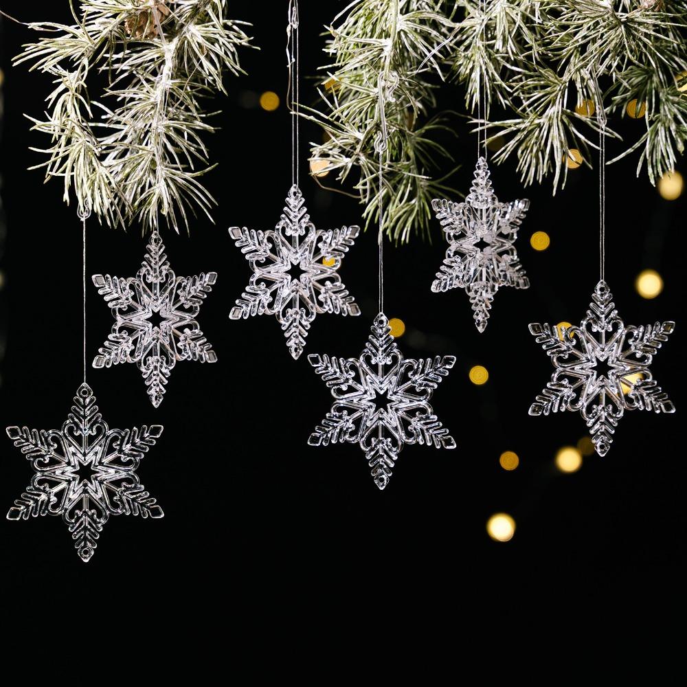 Прозрачный акриловый кулон-снежинка Акриловые украшения для рождественской елки Рождественская вечеринка