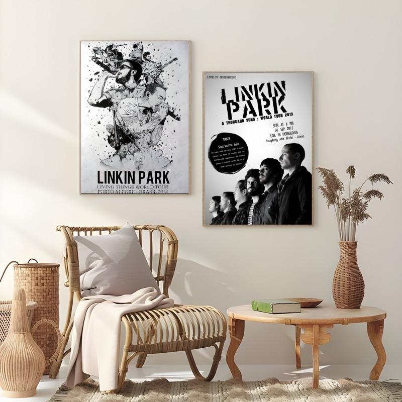 L-Linkin Park Рок-н-ролл группа Ретро постер Липкое настенное искусство Печать Водонепроницаемый Дом Гостиная Спальня Бар Эстетический декор