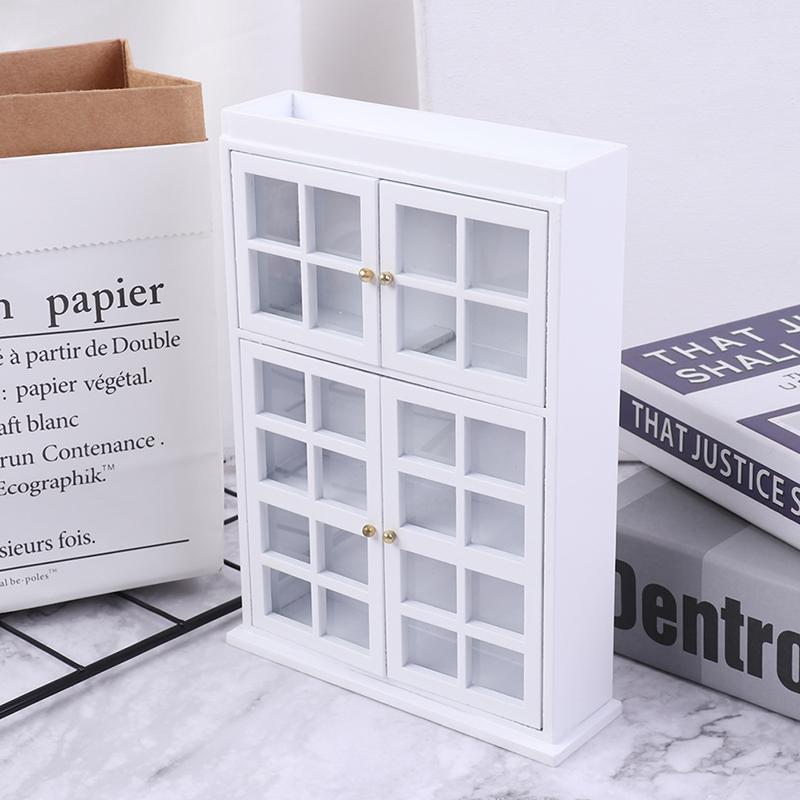 1/12 Dollhouse Miniature Furniture White Kitchen Dining Cabinet Display Shelf