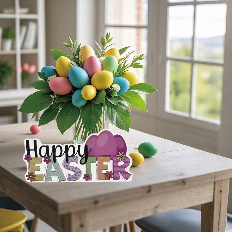 Happy Easter Ornament With English Flower Letters