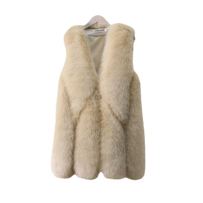 Меховой женский жилет из искусственного меха новый жилет из искусственного лисьего меха жилет из искусственного меха женская куртка средней длины