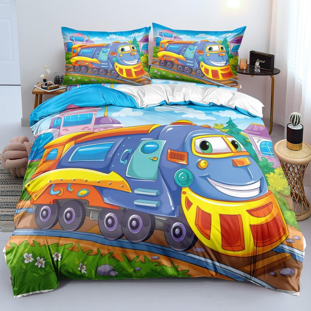 Пододеяльник Наволочка Мультяшный Поезд Комплект Постельного Белья Ферма Комплект Пододеяльника Взрослый Мальчик Девочка Украшение Спальни Детский Подарок на День Рождения