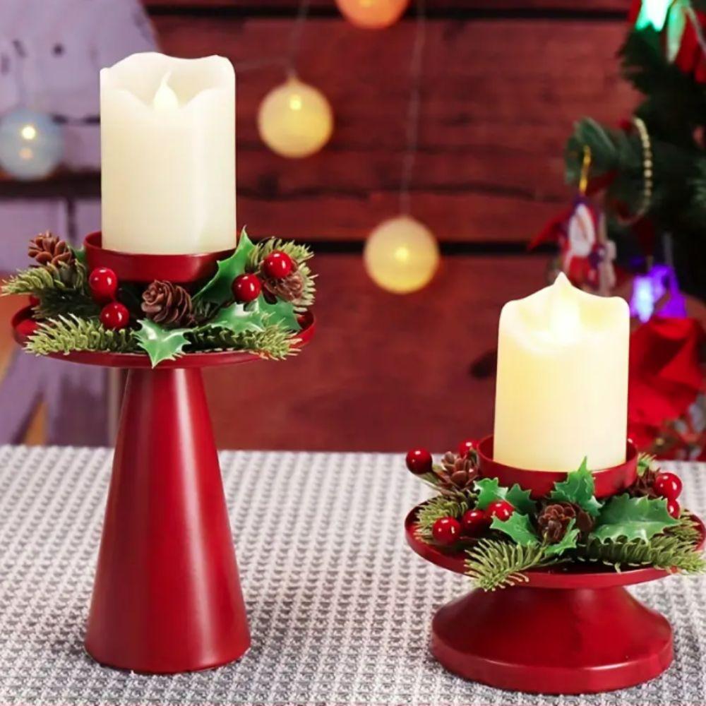 Многоразовый Рождественский Подсвечник Красный Рождественский Настольный Декор Подсвечник Гостиная