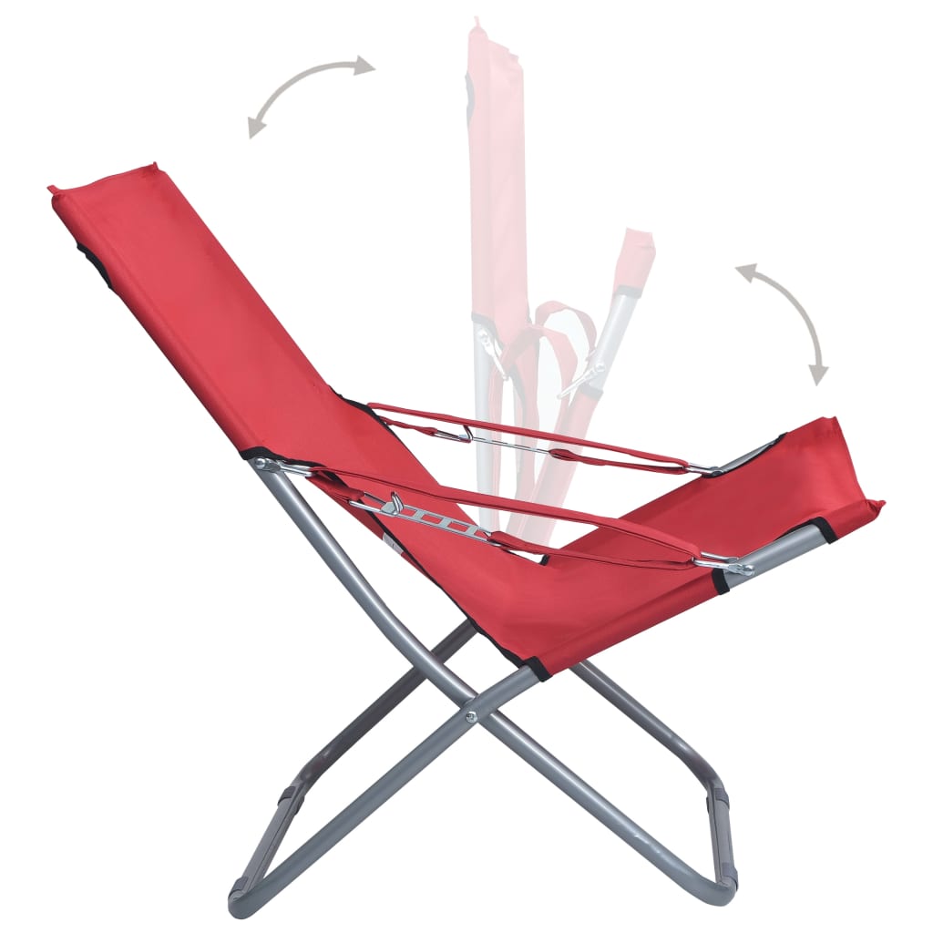 Foldable Beach Chairs 2 pcs Red Fabric