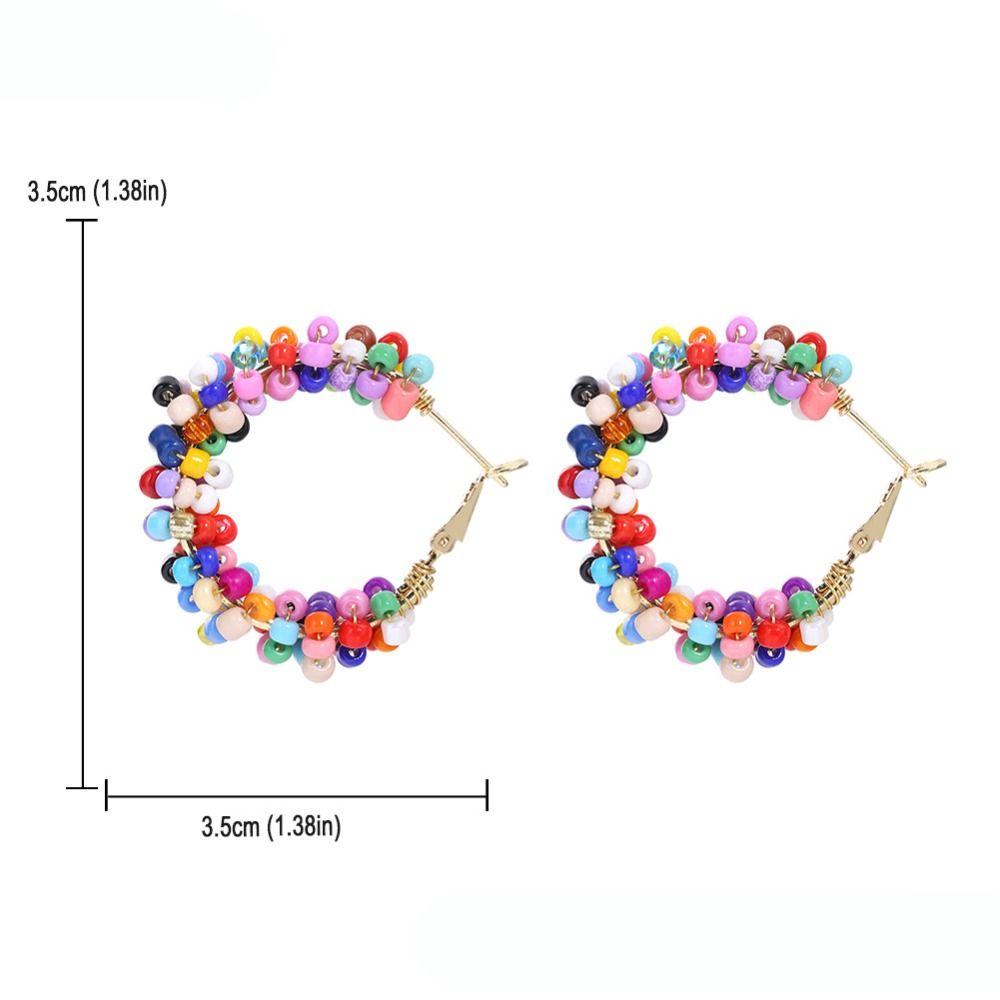 3 Pairs Bohemia Hoop Earrings Crystal Beads Gold Earrings Trend Jewelry Dangle Earrings Women