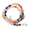 Natural Moonstone Amethyst Carnelian Gemstone Smooth Beads Necklace 17" UB-4624 UB-4624